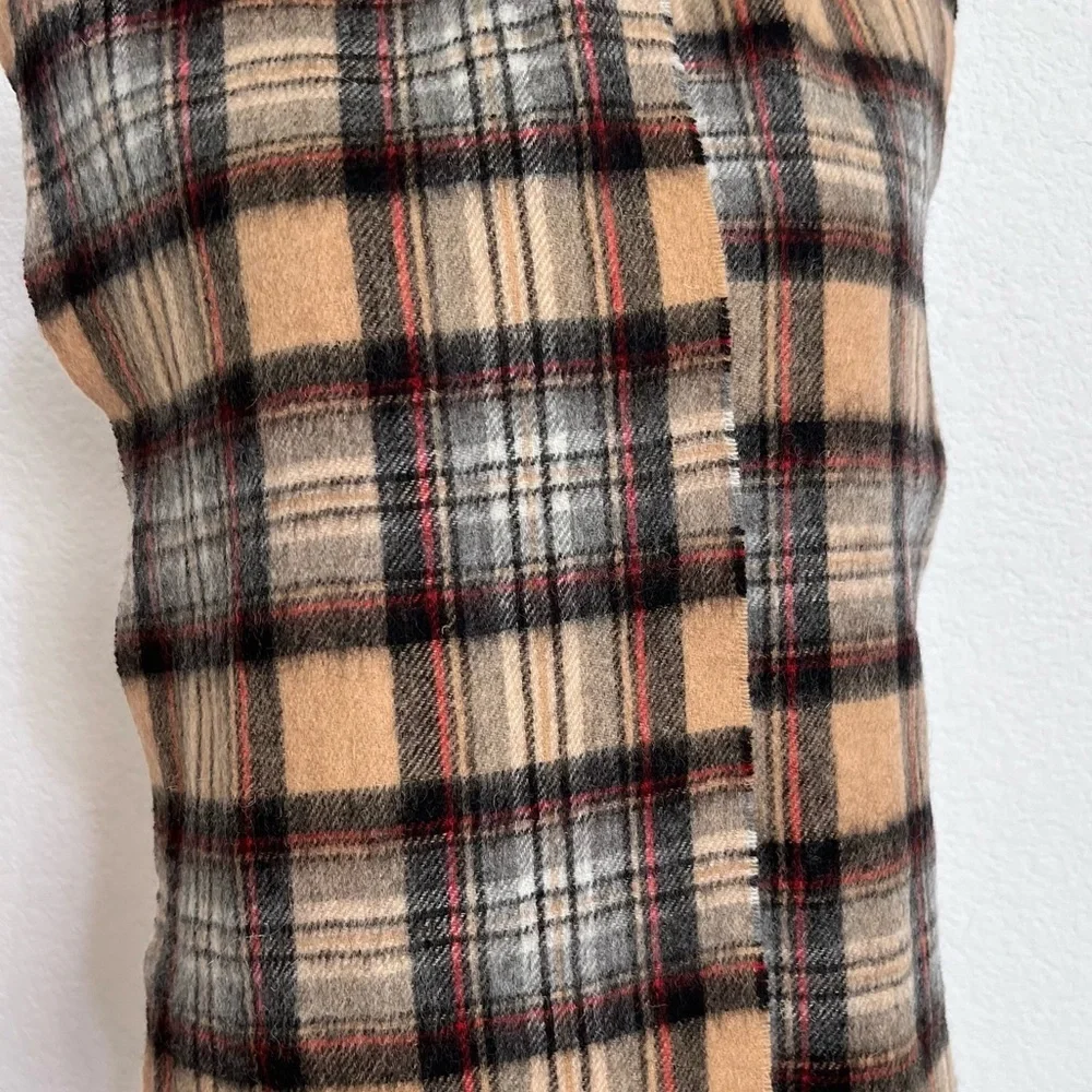Kiltane of Scotland Tan Black Tartan Plaid Lambswool Scarf Fringe Unisex